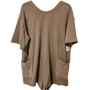 Free People Movement Hot Shot Tee Romper Mocha Latte Size Medium Oversized NWT